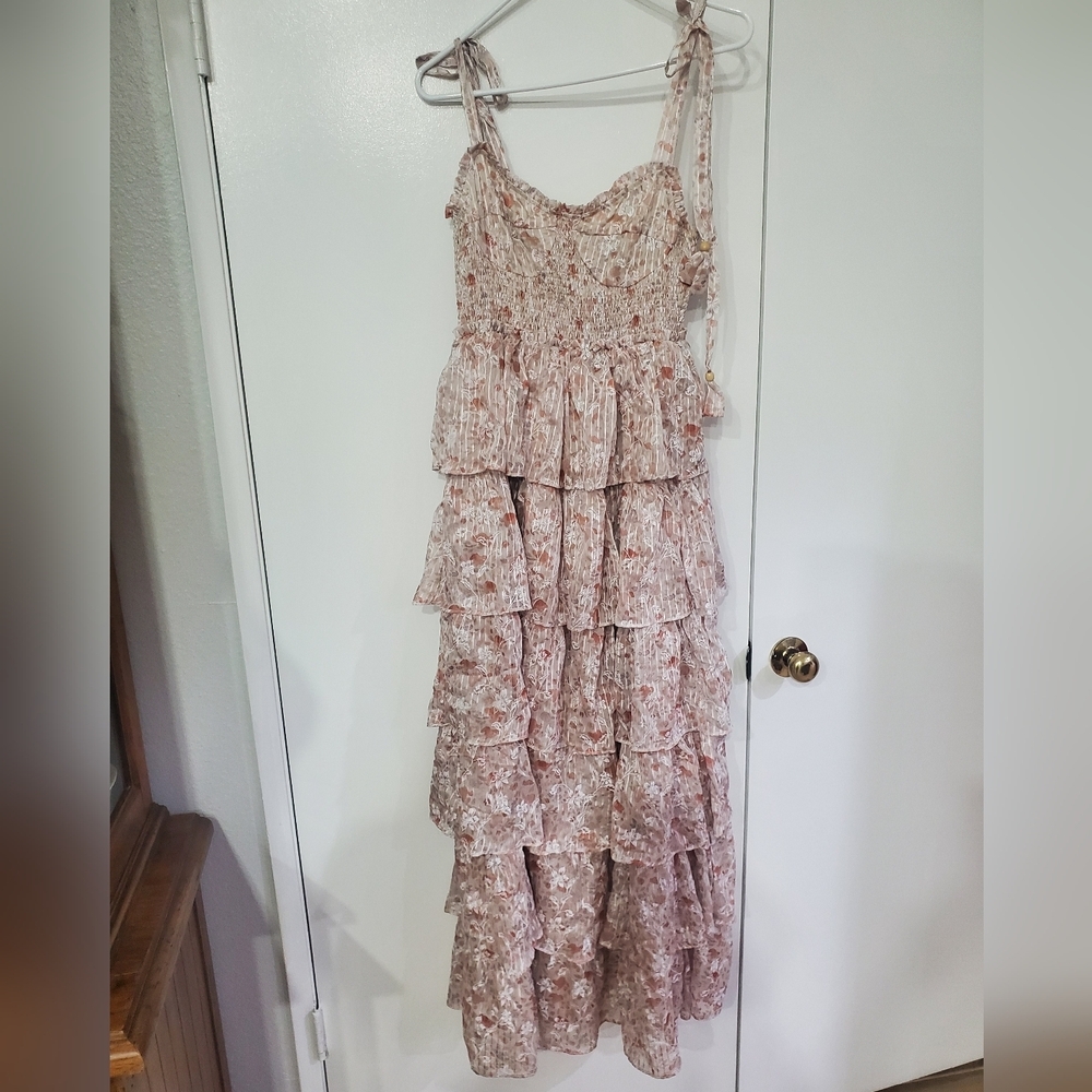 Petal & Pup Pink Floral Layered Midi Dress - Picture 7 of 7